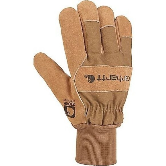 Carhartt Men's Storm Defender Insulated Duck Synthetic Suede Knit Cuff Gloves GW - Picture 1 of 3